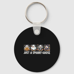 A Spooky Goose Cute Funny Halloween Silly Goose Keychain