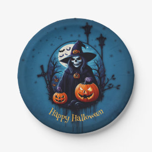 A spooky Halloween scene Paper Plate