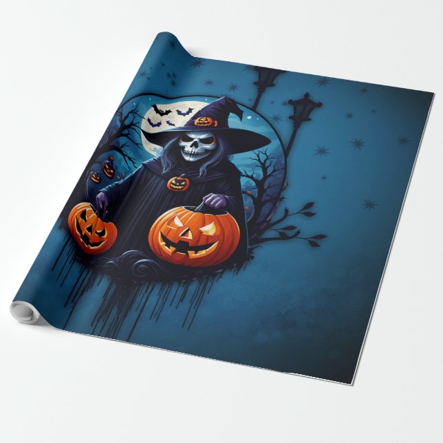 A spooky Halloween scene  Wrapping Paper (Unrolled)