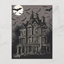 A Spooky Haunted House with Bats Flying Around