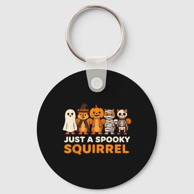 A Spooky Squirrel Halloween Costume Cartoon Design Keychain (Front)