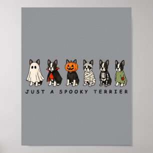 A Spooky Terrier Boston Terrier Halloween Dog Poster