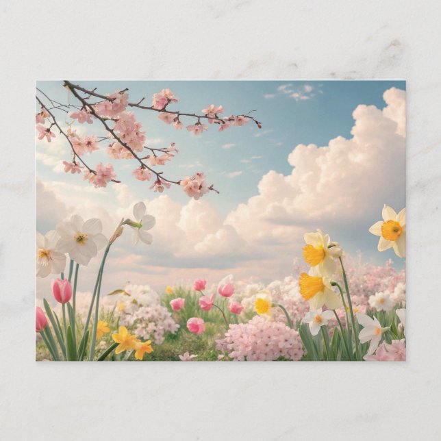 A Spring Floral Background Postcard (Front)
