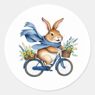 A spring happy rabbit at easter classic round sticker