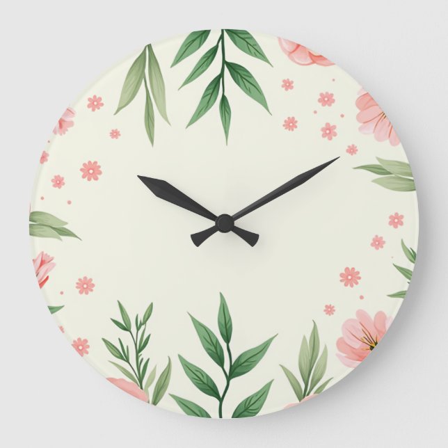 a springy flower-painted clock (Front)