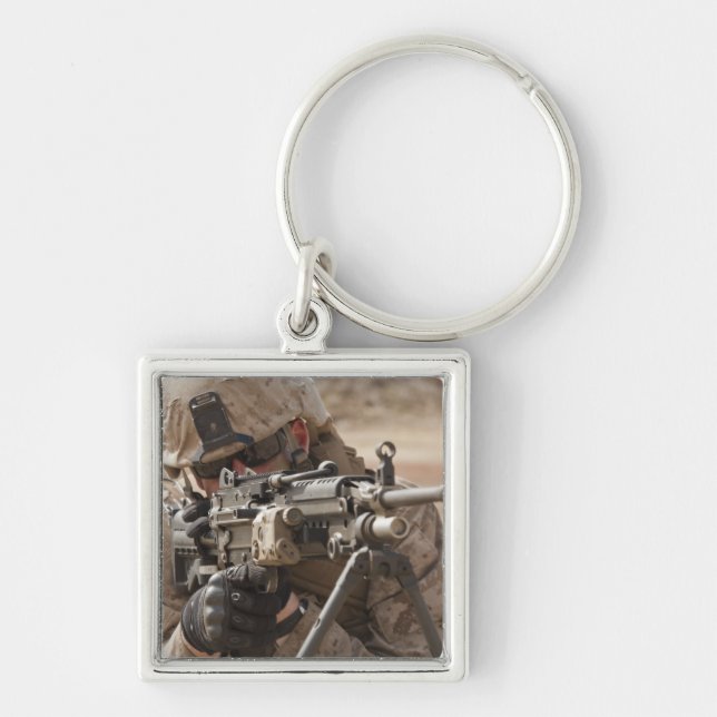 A squad automatic weapon gunner provides securi keychain (Front)