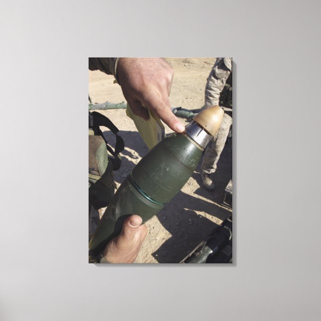 A squad leader points to a delay setting canvas print (Front)