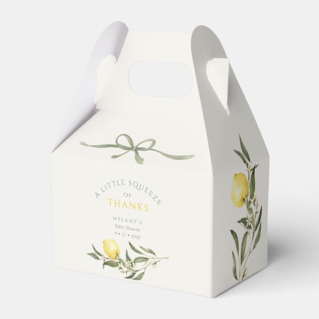 A Squeeze of Thanks Lemon Citrus Baby Shower Favor Box (Front Side)