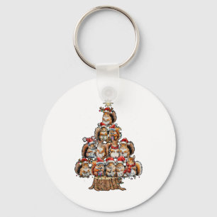 A Squirrel Christmas Tree Lights Forest Animal Lov Keychain