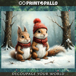 A squirrel family in Christmas time  Tissue Paper