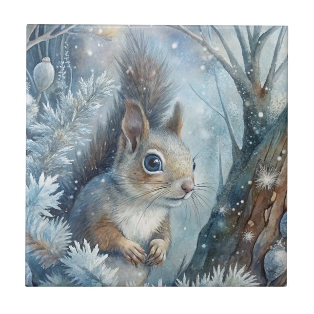A Squirrel in Winter Tile (Front)