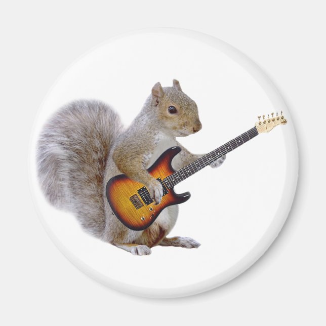 A Squirrel Playing Guitar Magnet (Front)