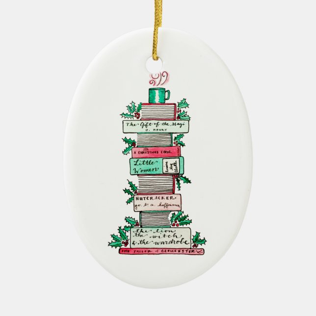 A Stack of Holiday Classics Ceramic Ornament (Front)