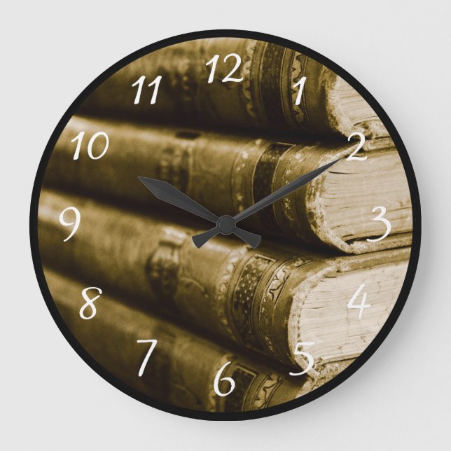 A Stack of Old Books Large Clock (Front)