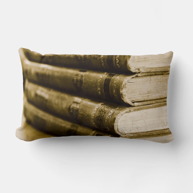 A Stack of Old Books Lumbar Pillow (Front)