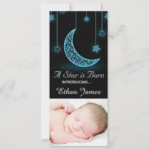A Star is Born Moon and Stars Custom Birth Announcement