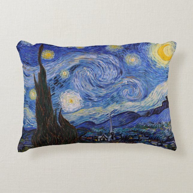 A Starry Night: Saint Remy by Vincent Van Gogh Accent Pillow (Front)