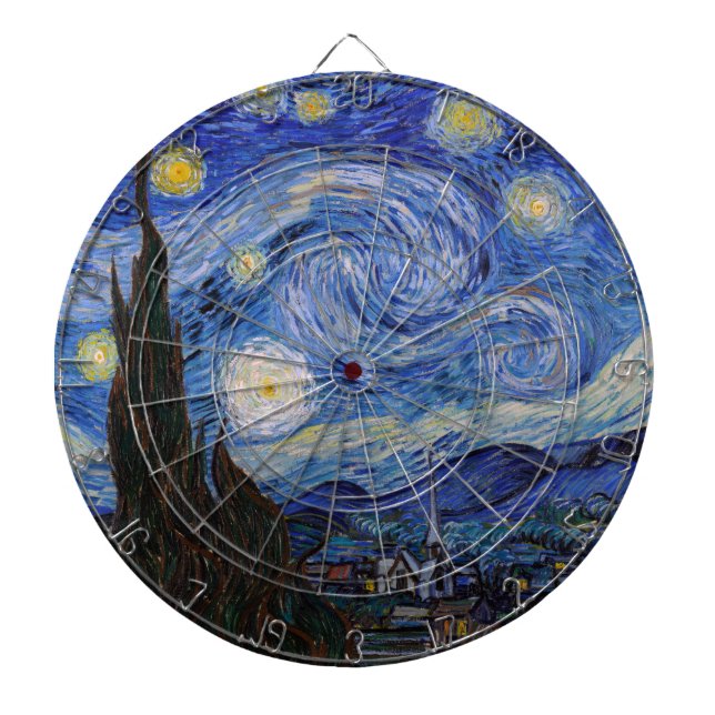 A Starry Night: Saint Remy by Vincent Van Gogh Dartboard (Front)
