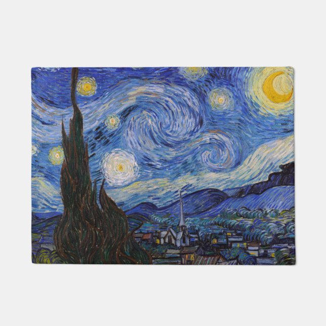 A Starry Night: Saint Remy by Vincent Van Gogh Doormat (Front)
