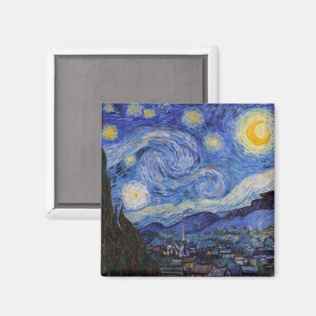 A Starry Night: Saint Remy by Vincent Van Gogh Magnet (Front/Back)