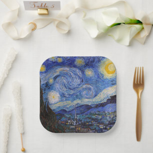 A Starry Night: Saint Remy by Vincent Van Gogh Paper Plate