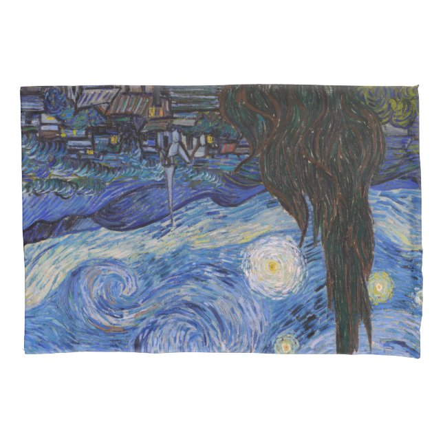 A Starry Night: Saint Remy by Vincent Van Gogh Pillowcase (Front)
