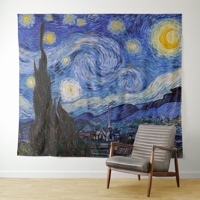 A Starry Night: Saint Remy by Vincent Van Gogh Tapestry (In Situ (Horizontal))