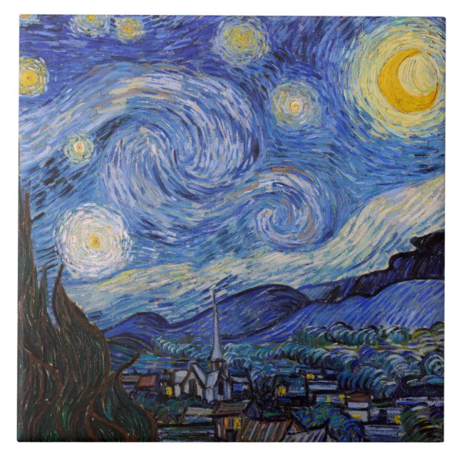A Starry Night: Saint Remy by Vincent Van Gogh Tile (Front)