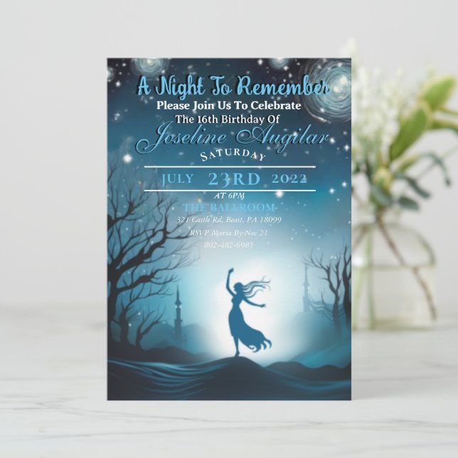 A Starry Night Sweet 16 Invitation (Standing Front)