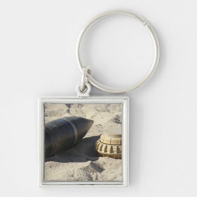 A static display of a converted ordnance shell keychain (Front)