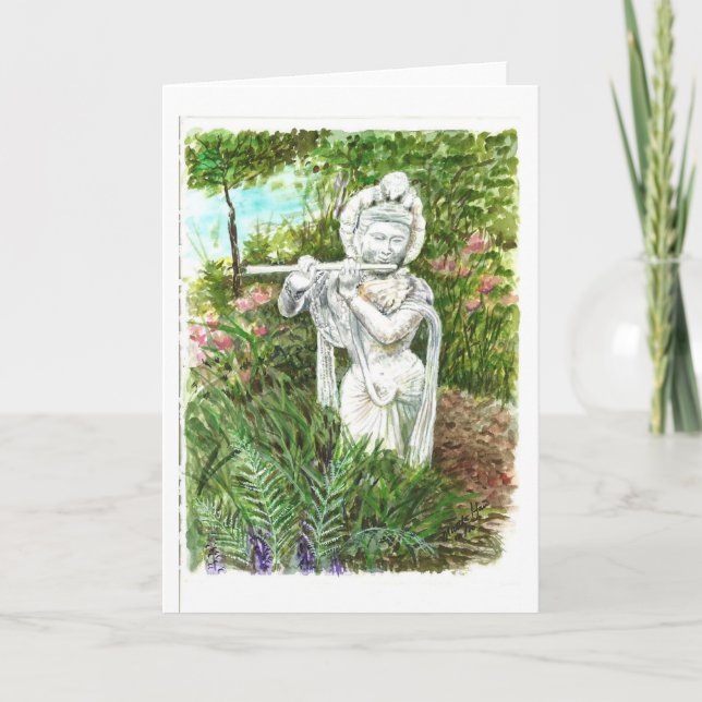 A statue of a Lady with a flute Card (Front)
