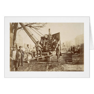 A steam crane in operation during the building of