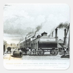 A Steam-Engine Manufactory and Iron Works Square Sticker
