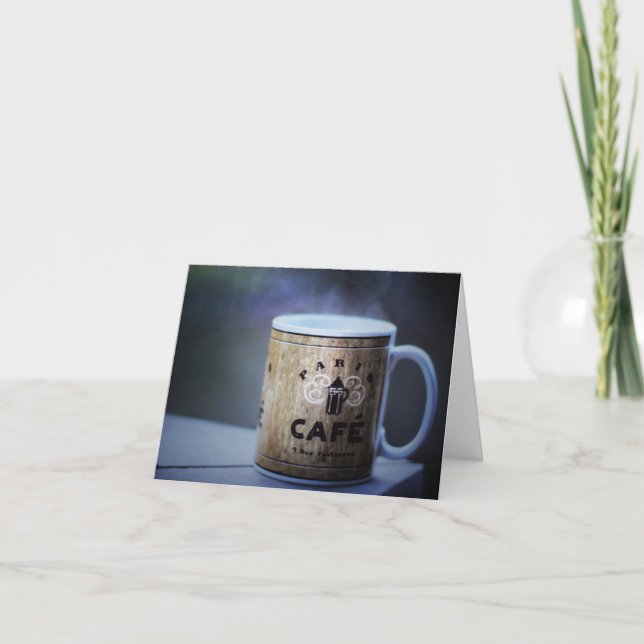 A Steaming Cup of Sunrise Note Card (Front)