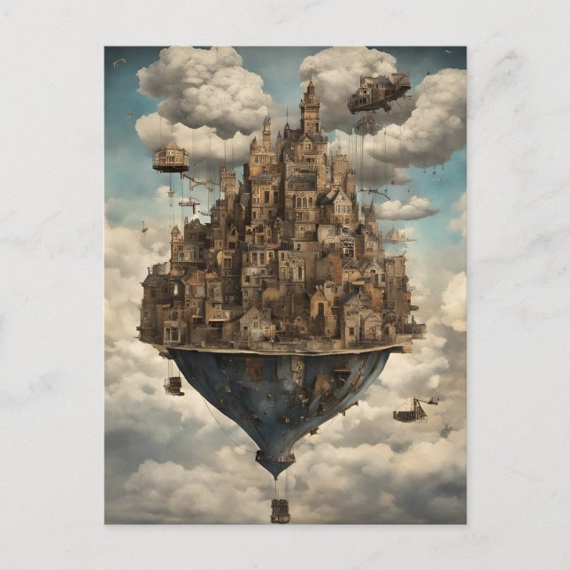 A Steampunk City in the Sky Postcard (Front)