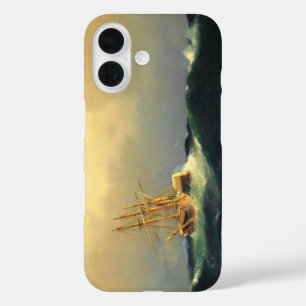 A steamship in a storm in the Atlantic Ocean iPhone 16 Case