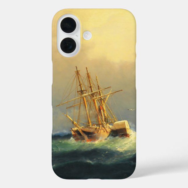 A steamship in a storm in the Atlantic Ocean Case-Mate iPhone Case (Back)
