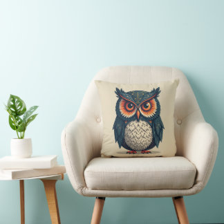 a stern owl throw pillow
