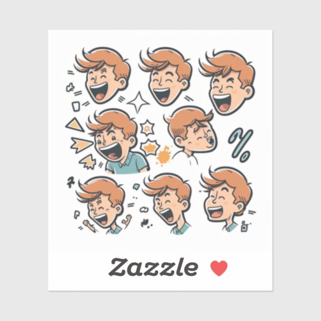 A sticker for a group of anime characters laughing (Sheet)