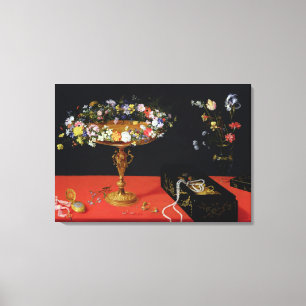A Still Life of a Tazza with Flowers Canvas Print