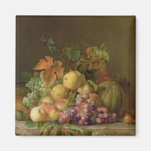A Still Life of Melons, Grapes and Peaches Magnet
