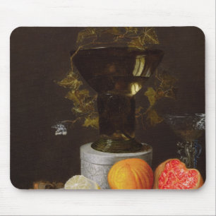 A Still Life with a Glass and Fruit on a Ledge Mouse Pad