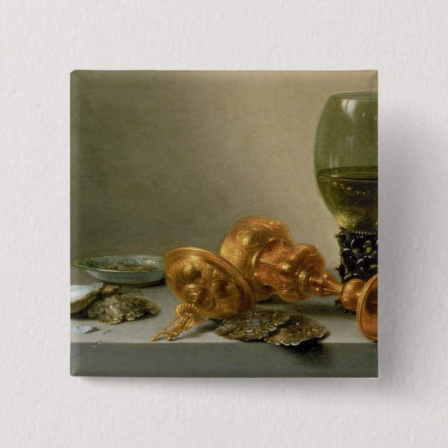 A Still Life with a Roemer and a Gilt Cup 2 Inch Square Button (Front)