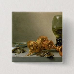 A Still Life with a Roemer and a Gilt Cup 2 Inch Square Button