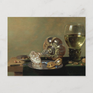 A still life with glass of wine postcard