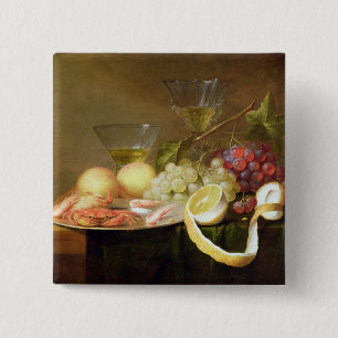 A still life with glasses 2 inch square button