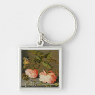 A Still Life with Roses on a Ledge Keychain