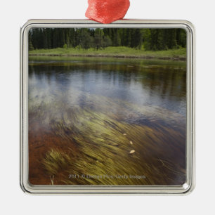 A Still Pond Reflecting The Clouds Metal Ornament
