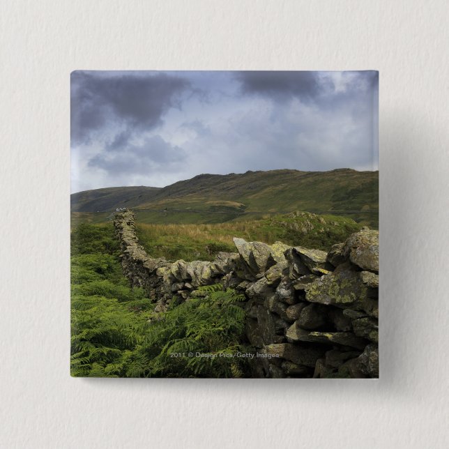 A Stone Fence Through Fields 2 Inch Square Button (Front)