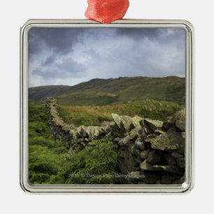 A Stone Fence Through Fields Metal Ornament